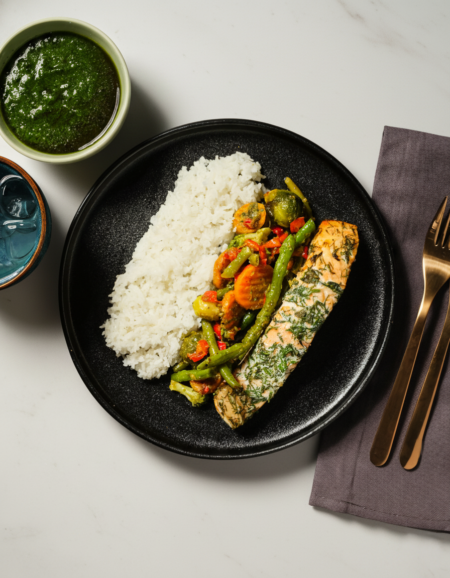 Lohi tillipestolla ja riisillä