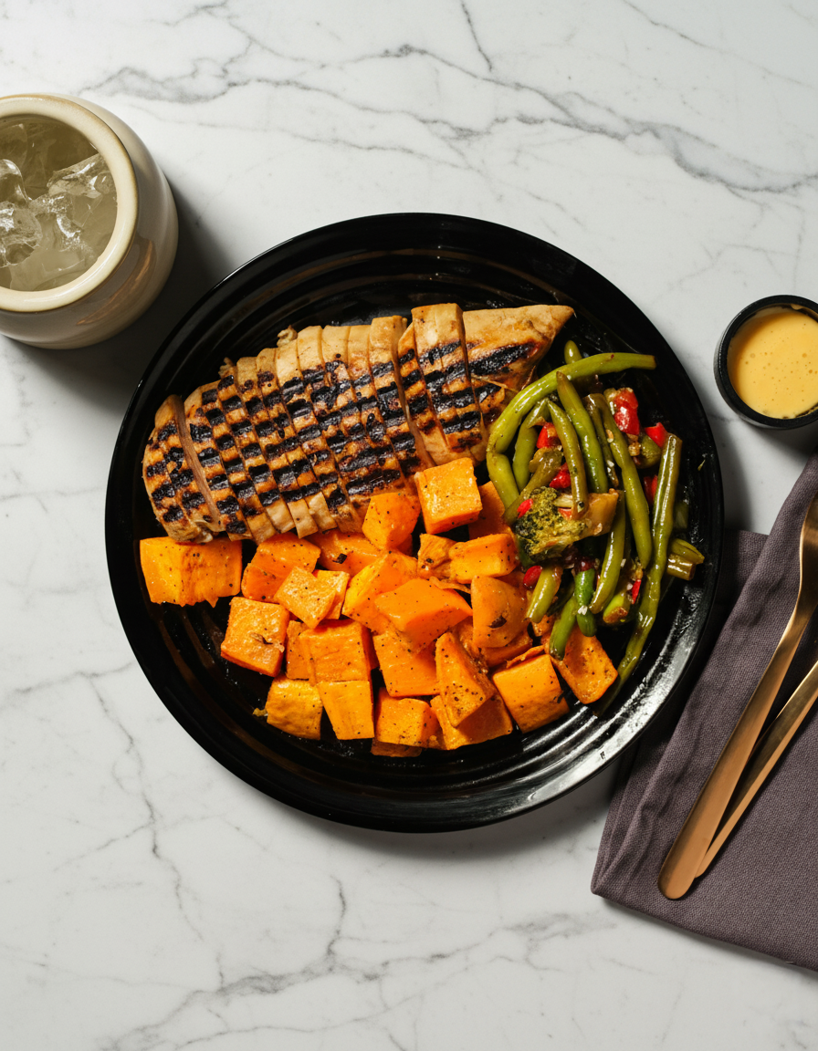 Aasialaistyylinen kana ja bataatit