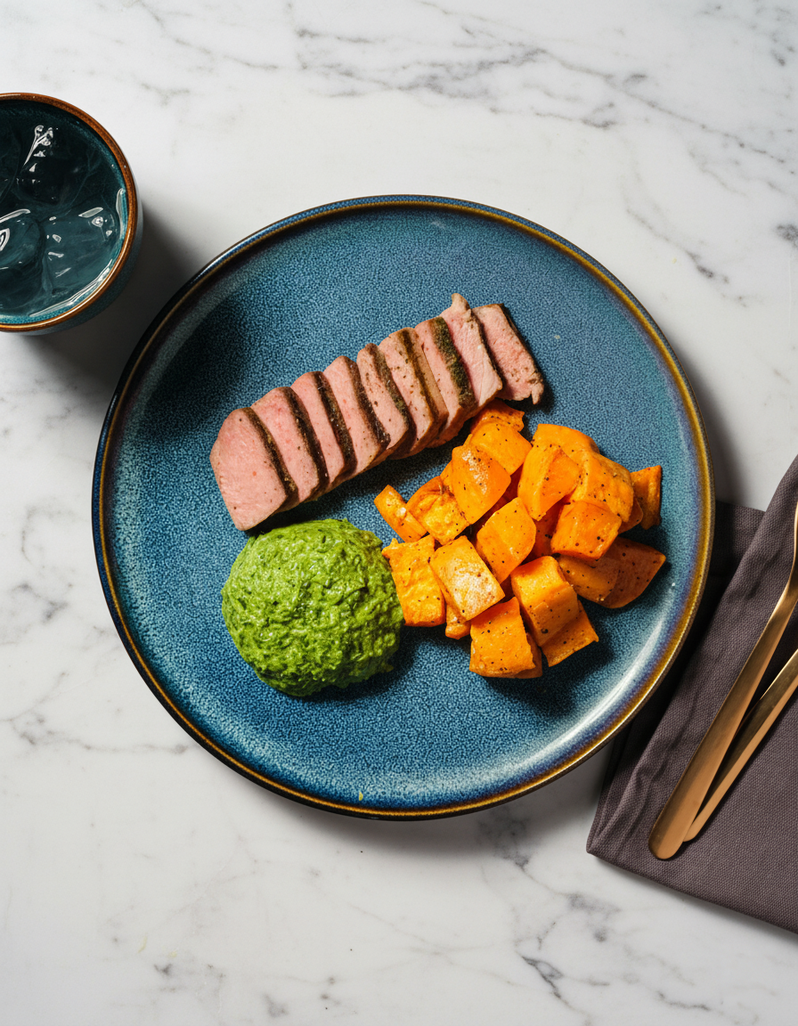 Aasialainen sous vide -naudanliha ja bataatit