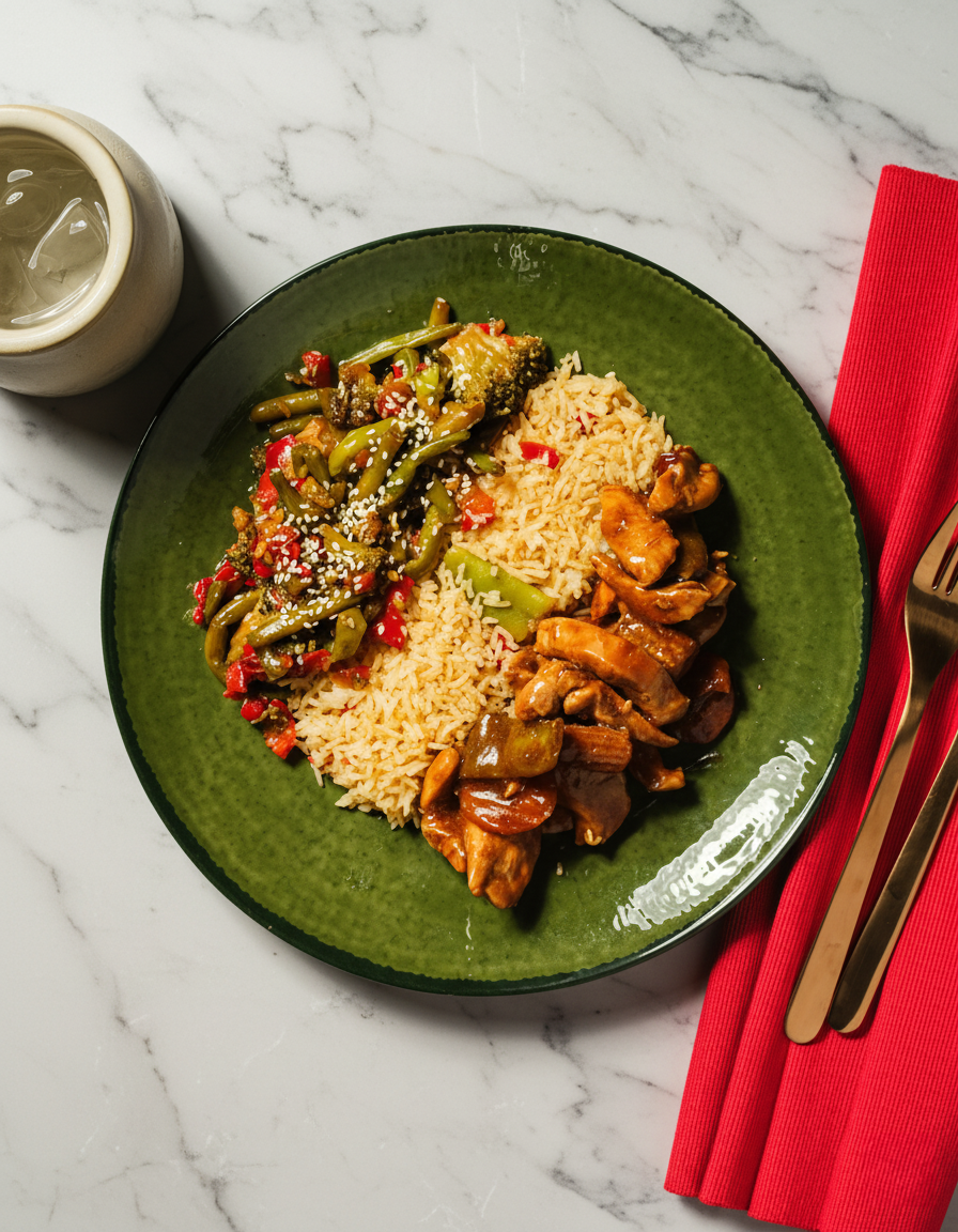 Maukas teriyaki-kanapata riisillä