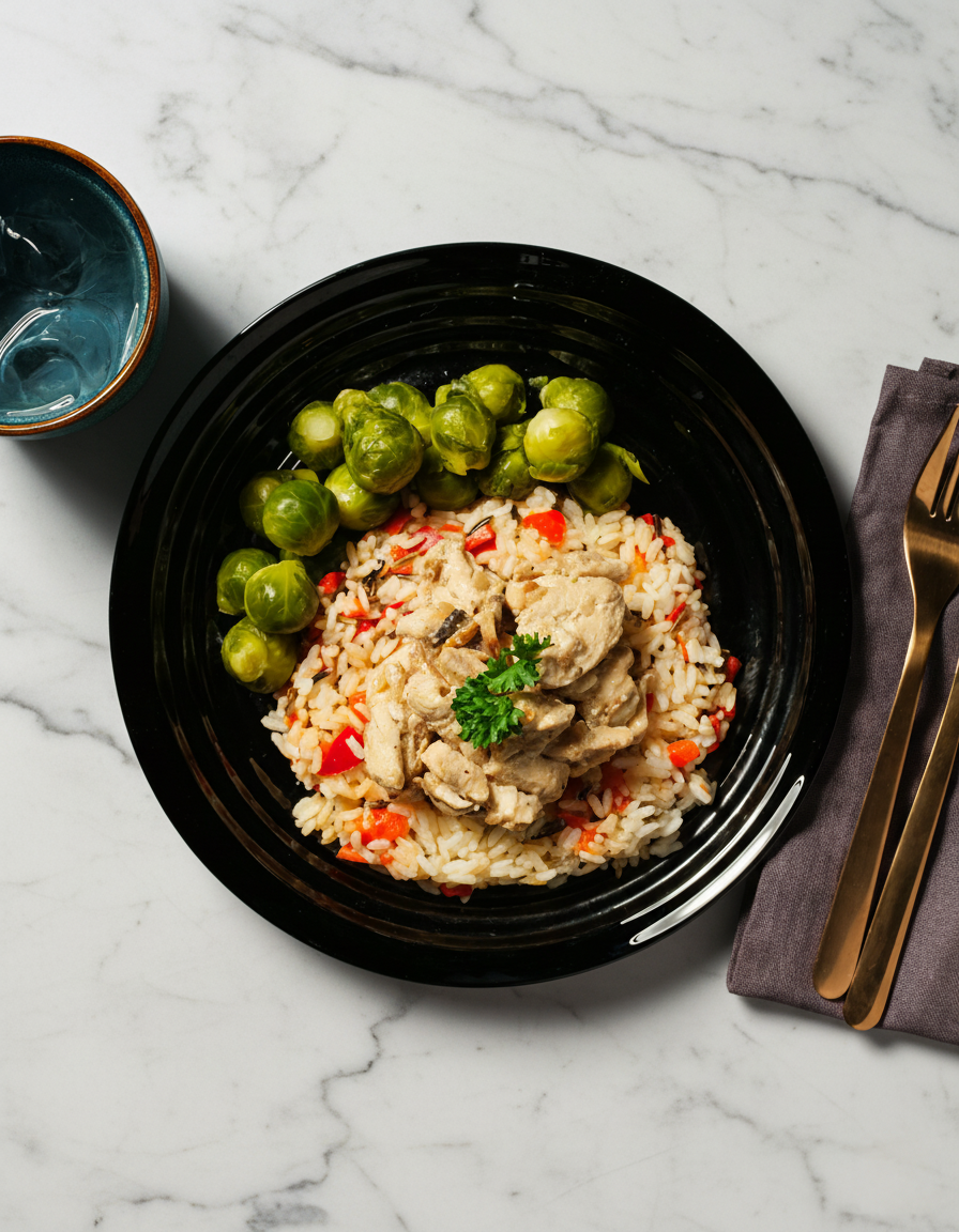 Kermainen sieni-kanapata villiriisillä