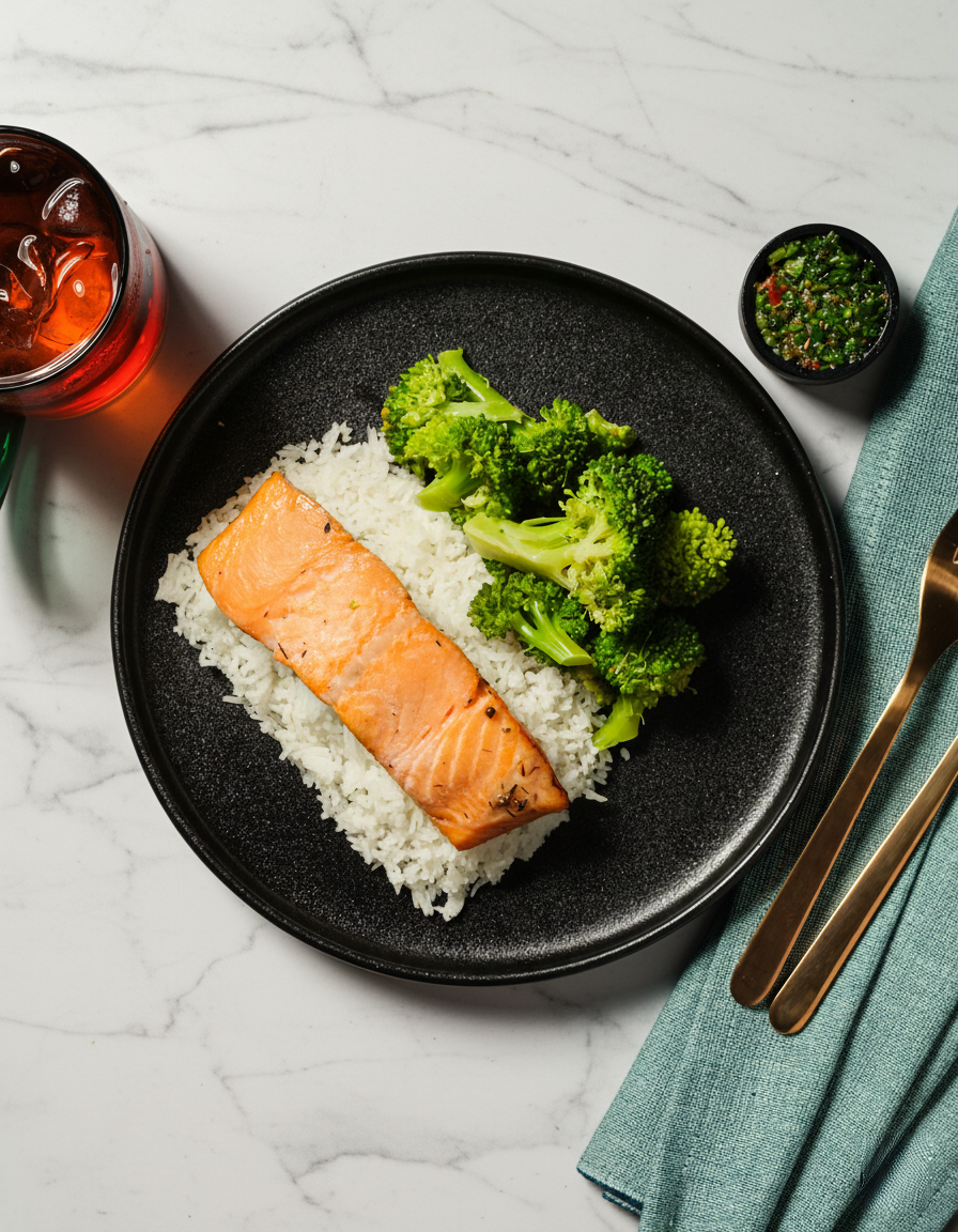 Chimichurri-lohi riisin kera