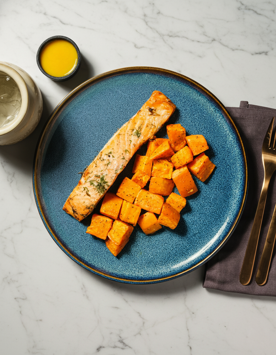 Hunajainen lohi tillillä ja bataateilla